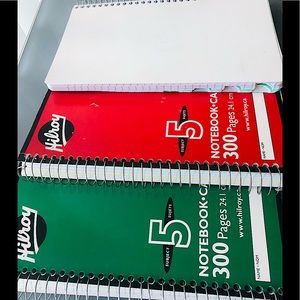 Three Hilroy 5 Subjects Notebook 📒 💚💚❤️